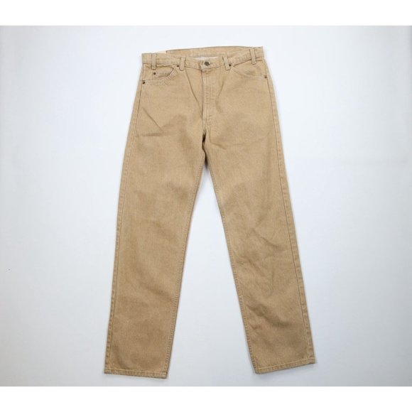 NOS Vtg 80s Levis 509 Orange Tab Mens 36x34 Straight Leg Denim Jeans Beige USA